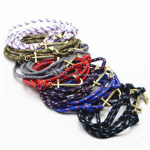 Women Men Multilayer <b>Leather</b> Handmade Rope Wristband Anchor <b>Bracelet</b> - Product Image 1