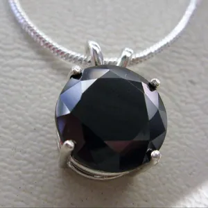 3.00 Carat Round Cut Black Diamond Solitaire Pendant In 14 18k White Gold、Solitaire Diamond、黒ダイヤモンドPendantオンラインで購入