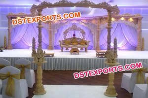 Mandap Dorado Tradicional para Bodas Hindúes, Último Modelo de Mandap de Fibra Dorada con Jali, Mandap Tradicional Indio Gujarati para Bodas en Sídney - Product Image 4
