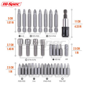 Hi-Spec Portable 34pc DIY Grade Steel Heat Treated <strong>Screw</strong> Nut <strong>Driver</strong> <strong>Bit</strong> <strong>Set</strong> Includes Long Drill Adaptor Tray Case OEM/ODM Ready - Product Image 3