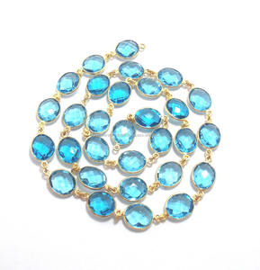 Conectores ovalados chapados en oro de 24 quilates, cadena de bisel, plata esterlina, Metal, latón, cobre, hallazgos de joyería, cuentas de 24mm - Product Image 1