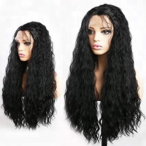 Peluca de cabello rizado con malla frontal, producto de cabello sintético con ondas largas - Product Image 1