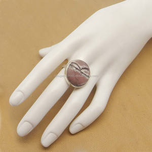 ธรรมชาติ Picasso แจสเปอร์22มิลลิเมตรรอบพลอย925เงินสเตอร์ลิงฝาชุดแหวน IG9875 - Product Image 5