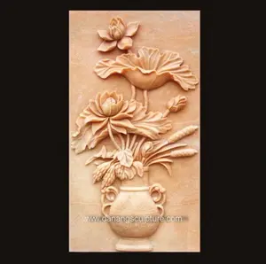 Décoration De La maison Fleur pierre sculpture relief DSF-PD28
