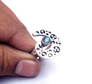 Bague Spirale Ajustable en Argent Placage Lunette de Bohème Sertissage Pierres Précieuses Bijoux Matériau Principal Laiton pour Anniversaires - Product Image 5
