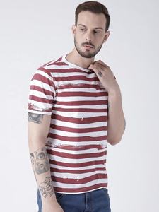 Camiseta de Hombre Personalizada, Tejida a Rayas, Prelavada, Preencogida, 100% Algodón, Impresión Serigráfica, Alta Calidad - Product Image 3