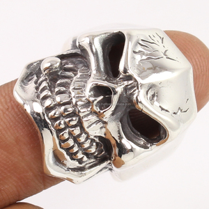 ¡Precio de Mayoreo! Anillo de Calavera Gótica para Hombre, Plata de Ley 925, Pulido con Rodio, para Fiesta y Aniversario, Cualquier Tamaño - Product Image 2