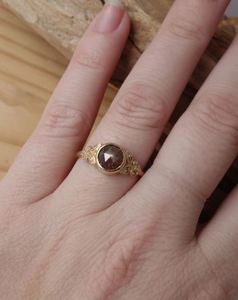 1.08 Carat Fantaisie Antique Rose Cut Rustique Diamant Floral Bague 14k Jaune Or Antique Diamant Bague pour Femmes Vintage Diamant Bague - Product Image 5