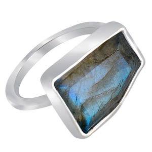 925พลอยลาบราดอไรต์แฟนซีตัดแหวนเงินสเตอร์ลิงพร้อมตัวเรือนชุบเงินแหวนแฟชั่นสไตล์ชนเผ่าสำหรับผู้หญิงผู้ชาย - Product Image 3