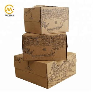 Bán buôn tùy chỉnh in lớn màu nâu kraft giấy bao bì hộp cho bánh sinh nhật với xử lý - Product Image 4