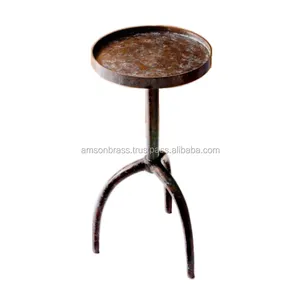 Métal En Aluminium Bronze Antique Trois Jambes Salon Table D'appoint