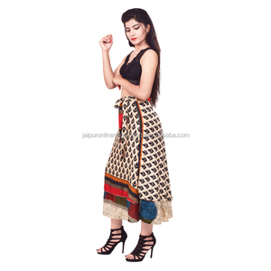 Jupe portefeuille vintage et réversible, pour femmes, vêtement enveloppant pour la plage, sari - Product Image 3