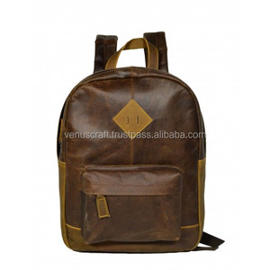 New Materials Good Price Custom Dark Brown Color Genuine Leather Backpack Laptop Business Travel <b>Shoulder</b> <b>Bags</b> for <b>Men</b> Backpacks - Product Image 1
