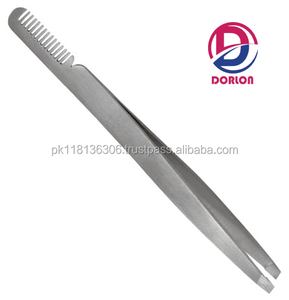 Pince à épiler beauté cheveux pince à sourcils pointe plate avec peigne Logo personnalisé pince à sourcils droite en acier inoxydable antistatique - Product Image 1