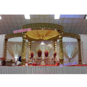 Boda India Maravilloso Dorado Tallado Mandap Boda Fibra Mandap Mejor diseñado Boda Dorado Tallado Mandap Personalizado Mandap EE. UU. - Product Image 1