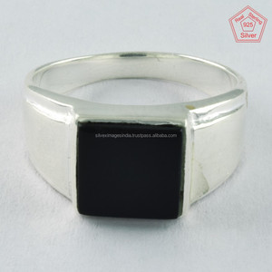 Graceful สีดำนิลหินผู้ชายแหวน925แหวนเงินสเตอร์ลิงขายส่งเครื่องประดับแหวน - Product Image 1