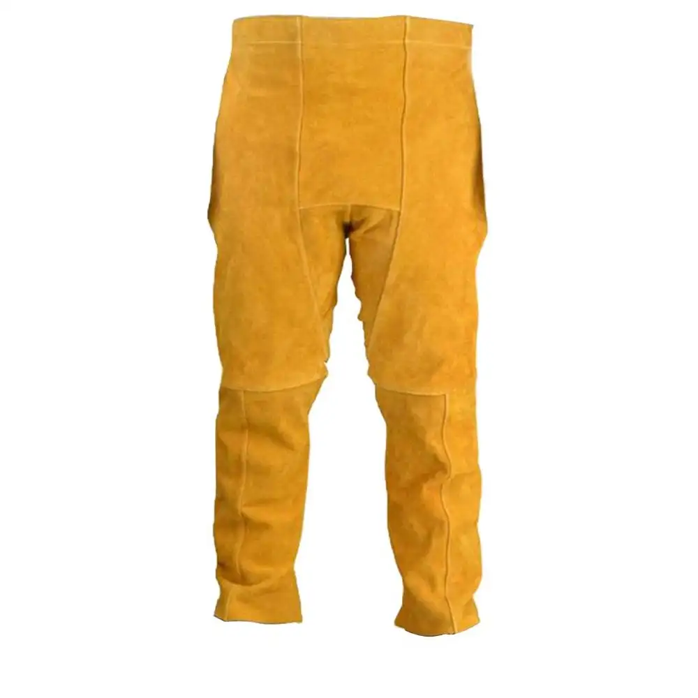 Pantaloni per saldatura pesanti per lavori protettivi saldatori in pelle crosta di mucca indossano indumenti di sicurezza per resistenza alle scintille industriali