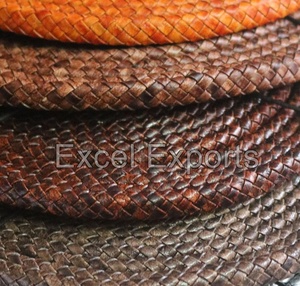 Vente en gros de cordons tressés en cuir de qualité supérieure de forme ovale 10x6mm pour sacs et ceintures Excel exporte des produits en cuir - Product Image 1