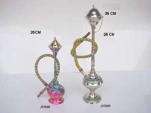 Cachimba Alta de Estilo Árabe Hecha en Latón Macizo con Pulido Espejo y Dos Salidas, Cachimba de Metal, Obra de Arte en Latón - Product Image 4