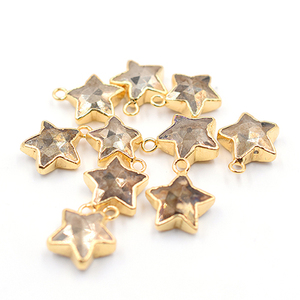 Pyrite 14 to 16 MM With Bail Star Shape Gold Plated Pendant For Jewellery Making - Product Image 2