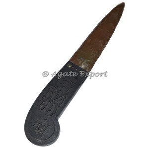 Piedra semipreciosa India artesanal Siete puntas de flecha de cuchillo largo de ágata Reiki áspera - Product Image 2