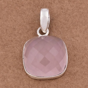 Quartz Rose à facettes 925 en argent Sterling pendentif en pierres précieuses bijoux Quartz Rose arbre de vie collier pendentif lune collier H - Product Image 3