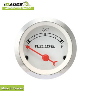 Medidor de tanque de coche clásico Vintage blanco mecánico de alta precisión de 52mm, indicador de nivel de combustible, borde cromado, aguja roja, lente de cristal convexa - Product Image 1