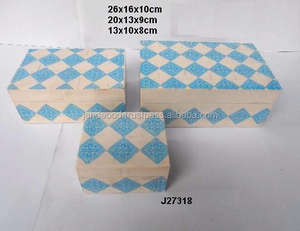 กล่องไม้โมเสคเรซิ่นที่ออกแบบอย่างมีเอกลักษณ์พิมพ์ลายสีฟ้าเครื่องประดับออแกไนเซอร์สำหรับผู้หญิงและเด็กผู้หญิงไอเดียของขวัญที่แปลกใหม่ - Product Image 2