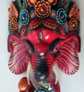 Schöne handgemachte hölzerne Handwerks maske von Hindu Lord Ganesha Wandbehang Made In Nepal | Aus gezeichnete Heim dekoration