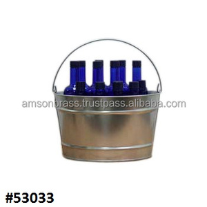 Sided Wooden Handle Ice Tub Antique Copper Decorative Wine <b>Bucket</b> <b>Champagne</b> <b>Bucket</b> Wine Cooler Ice <b>Bucket</b> for Bar Hotel Home Use - Product Image 3