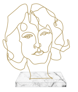 Objeto decorativo de cara de alambre de metal con base de mármol objetos de arte hechos a mano nuevo objeto de rostro humano - Product Image 2