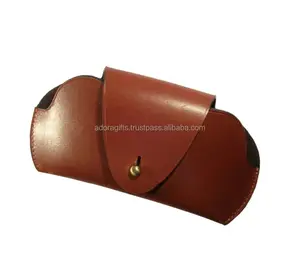 Étui à lunettes, en cuir et cuir, pour lunettes, avec fermeture à bouton, joli et Cool - Product Image 1