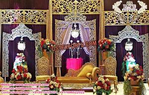 อินเดียขั้นตอนการแต่งงานตกแต่งการออกแบบใหม่จัดงานแต่งงานครึ่งดวงจันทร์ Mandap ขั้นตอนสไตล์ผีเสื้อ - Product Image 2