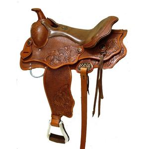 Sillín occidental mecanizado a mano y tallado a mano con cómodo asiento de cuero para montar a caballo cuero auténtico de lujo - Product Image 1