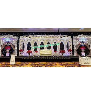 Majestuosa decoración de escenario de boda francesa, fabricante de escenario de boda asiático, conjunto de escenario de boda Simple, decoración, precio directo de fábrica, Reino Unido - Product Image 1