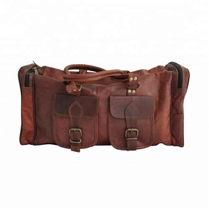 24 pouces sac en cuir Duffle personnalisé en cuir véritable voyage Weekender nuit sac polochon Gym sport fourre-tout sac Duffle 2024 - Product Image 1