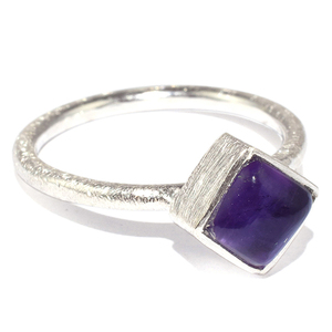 Amatista forma cuadrada púrpura Virtual, anillos de plata de ley 925 hechos a mano, joyería de plata India - Product Image 1