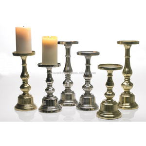 Vintage Gold & Silver Aluminum <b>Candle</b> <b>Pillar</b> Holder for Christmas Home & Wedding Decor Classic Style Centerpiece - Product Image 6