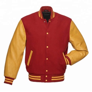 Men's Varsity Baseball Bomber Letterman Winter <b>Jacket</b> with Your Own Private Label logo Design Wool with Leather <b>Sleeves</b> Coat - Product Image 1