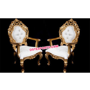 Mariage Mariée Et Le Marié Chaises Beau Mariage Doré Chaise En Bois Sculpté Fleur Chaises Design - Product Image 1