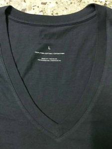 T-shirt col en v d'été uni en coton pour hommes Inde Tirupur broderie grande taille et décorations de boutons - Product Image 4