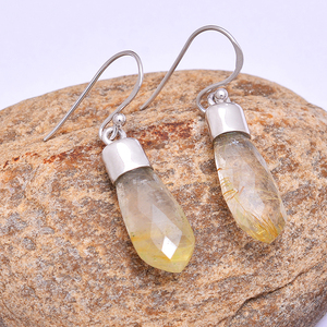 Pendientes colgantes de plata de ley 925 con forma de Druzy dorado genuino, joyería hecha a mano, Pendientes colgantes de moda de bajo precio para mujer - Product Image 2
