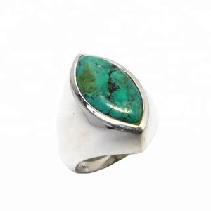 ราคาขายส่งเครื่องประดับเงินบริสุทธิ์ 925 เงินสเตอร์ลิงธรรมชาติเทอร์ควอยซ์หินแหวนผู้ผลิต - Product Image 1