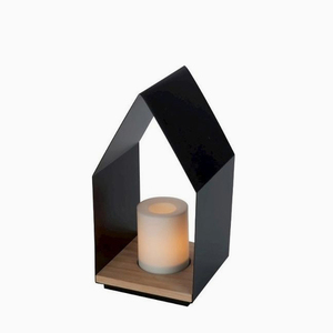 Black Hut Shaped Candle <b>Lantern</b> - Product Image 1