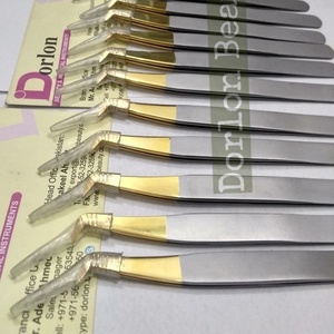 Pince à épiler d'extension de cils à poignée terne à pointe dorée de qualité supérieure pince à épiler Volume de botte en acier inoxydable pince à épiler Volume russe - Product Image 3