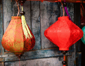 โคมไฟกับไม้ไผ่และผ้าไหม - Product Image 1