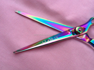 ชุดกรรไกรสำหรับร้านทำผมมืออาชีพ,ชุดกรรไกรสำหรับสัตว์เลี้ยงสีรุ้งกรรไกรซอยสเตนเลสสตีลแบบญี่ปุ่น - Product Image 5