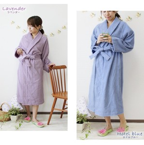 [Productos al por mayor] HIORIE 100% Algodón Terry Hasta la rodilla Ropa de dormir de secado rápido para mujer Kimono Albornoz Ropa de salón Hecho en Japón - Product Image 3