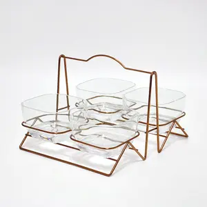 Cuenco acrílico transparente decorativo para aperitivos, cocina, con estante