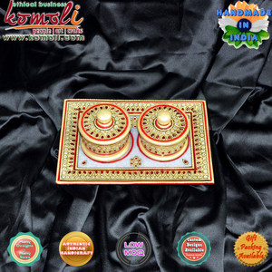 Kundan-plateau de fruits secs, pour travail fait à la main, conteneur en marbre, articles indiens, cadeau de retour de mariage, nouveau - Product Image 2